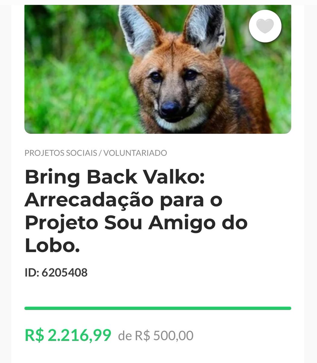 sylusdecalcinha's tweet photo. Lembrando que a Vaquinha para ajudar os lobos Guará em nome do Valko ainda está em pé!
A Vaquinha foi organizada pela @applejasmines 

E já conseguimos chegar em mais de 2k! 

#VALKOISLOVED https://t.co/sb7CiRJXta