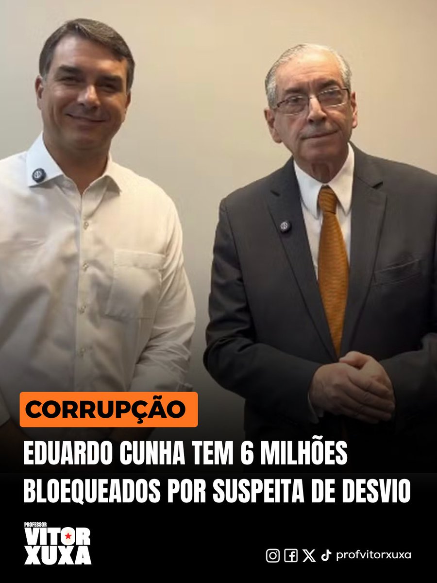 profvitorxuxa's tweet photo. Bolsonarismo e seus aliados são sinônimo de corrupção! 

Mais um golaço do ministro Flávio Dino, em que ele determinou o bloqueio de 6 milhões de reais de Eduardo Cunha por suspeita de desvios de emenda. https://t.co/eCtlbPVq71