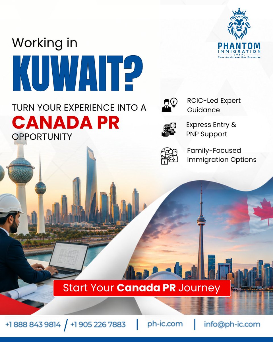 Phantom_IC's tweet photo. 🇰🇼 Working in Kuwait?

Canada offers Permanent Residency pathways for eligible skilled professionals looking for long-term opportunities, career growth, and a better future for their families.

📩 Message us to explore your Canada PR options.

📞 +1 888 843 9814
📧 info@ph-ic.com https://t.co/WeCiKDsEis