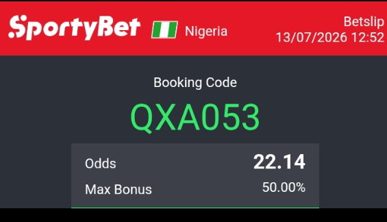 ExplicitQueenz's tweet photo. 22 ODDS LIVE! 🚨
No long stories today—just pure value on the table.
📍 Booking Code: QXA053
📈 Odds: 22.14 (SportyBet)
Turn on your notifications and let's feast. Stake wisely! 💼 Drop a 🔥 if you're riding this with me! https://t.co/BqY8E6bR1J