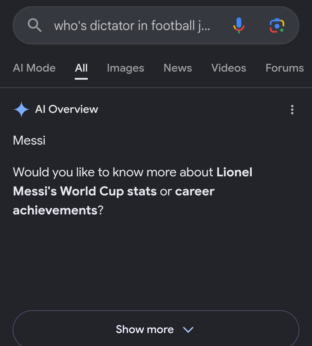 ethhanyreal's tweet photo. 🚨😳 "Official" 

Google declared Lionel Messi as a real Dictator of Fifa and football not Mbappe. https://t.co/V1WHNB3gaJ