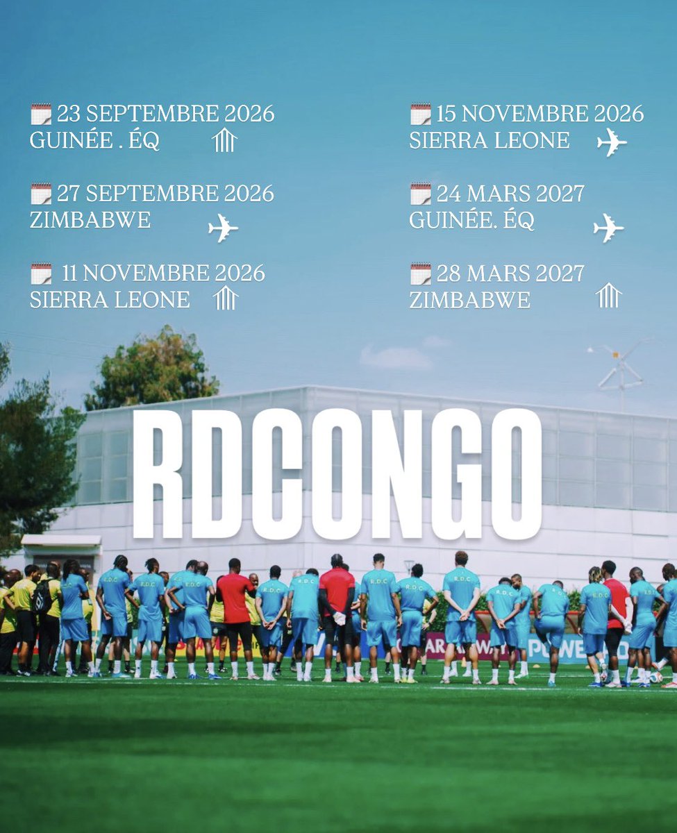 _Zfootball's tweet photo. 🗓️ Calendrier des léopards 🐆 🇨🇩 pour les phases éliminatoires de la CAN 2027 !!!

📸 Zfootball https://t.co/qGu57bOiUI