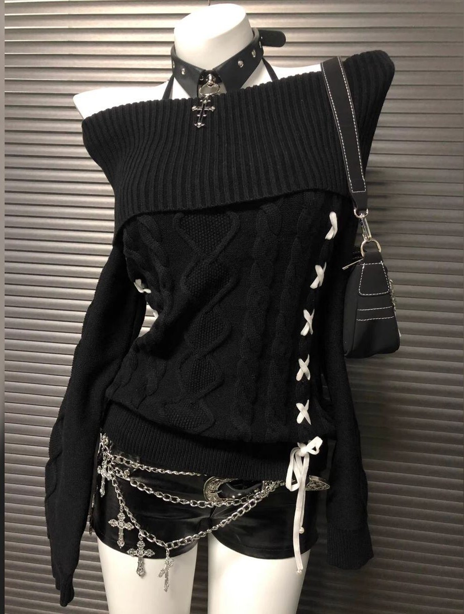 Maidens_Reve's tweet photo. レースアップオフショルダーニットトップス♡ https://t.co/NTLccIGkm1