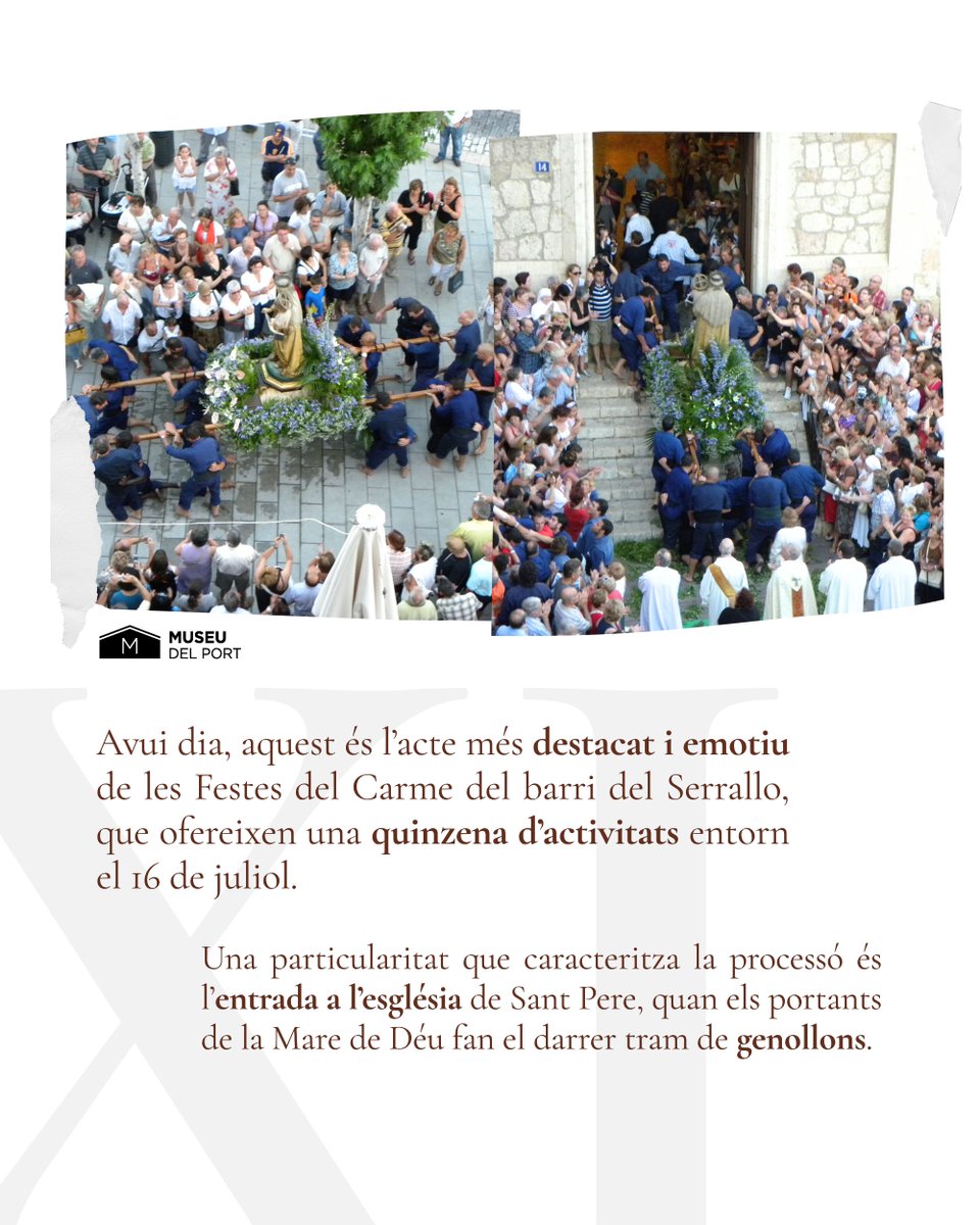 PortTarragona's tweet photo. 🥳 Comencen les festes en honor a la 𝐩𝐚𝐭𝐫𝐨𝐧𝐚 𝐝𝐞𝐥 𝐏𝐨𝐫𝐭 i el barri marítim.
La Mare de Déu del Carme es festeja al Serrallo des de fa un segle, però no sempre d'igual manera.
Coneix com ha sigut la celebració al llarg del temps!
#FestaCarme #elSerrallo https://t.co/akjRw9VYBN