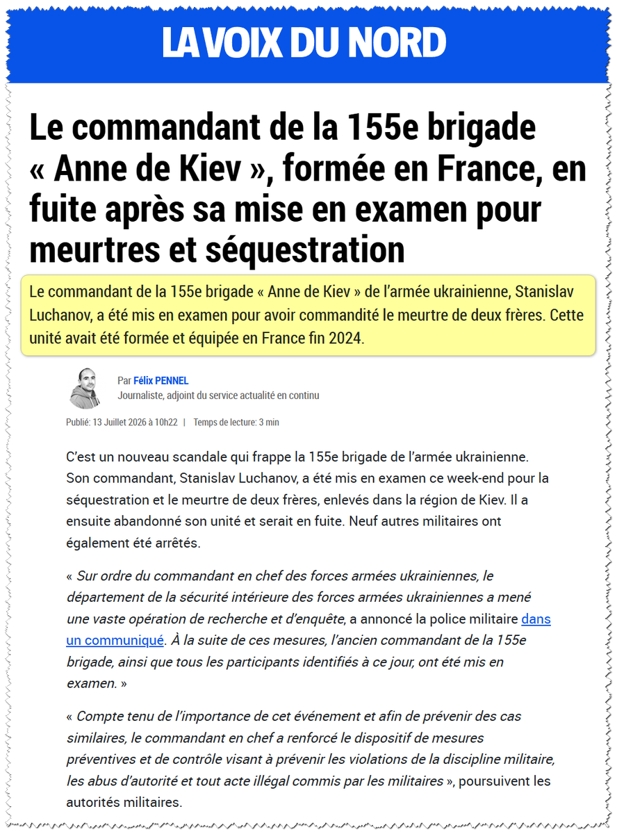 PasDupLM's tweet photo. Histoire horrible, très médiatisée en Ukraine, d'autant plus que les victimes de ce crime (les frères Maksym Moseichuk et Roman Moseichuk) n'y étaient pour rien dans cette affaire.
Pour d’éventuelle recherche, le nom de ce commandant : Stanislav Luchanov…

La voix du Nord en parle :
