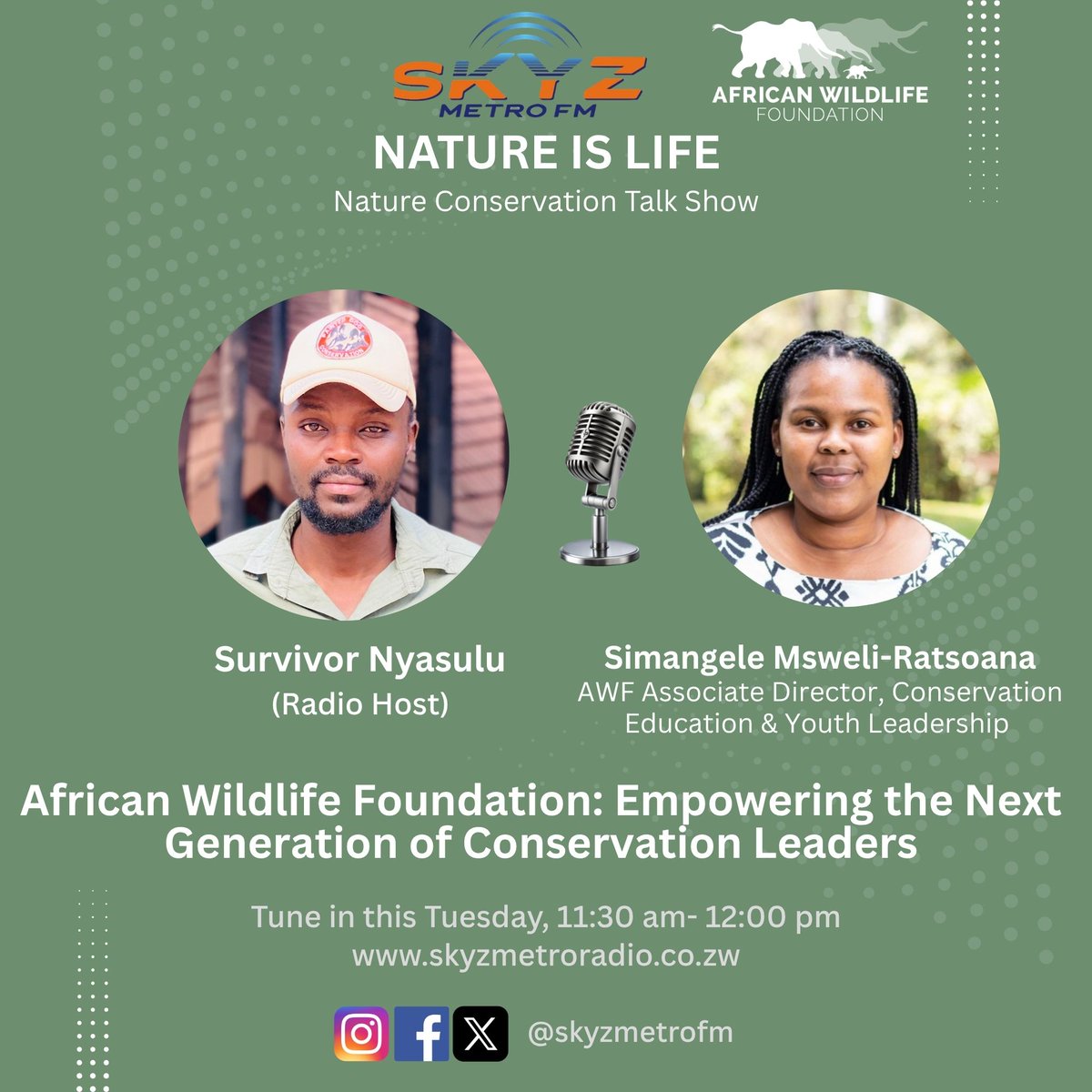 CarmineVisuals's tweet photo. Tomorrow on Nature Is Life, I speak with Simangele Msweli-Ratsoana of @AWF_Official  about youth leadership, conservation education and the future of conservation in Africa. 
#podcast #wildlife #conservation https://t.co/AN7TRQztRa