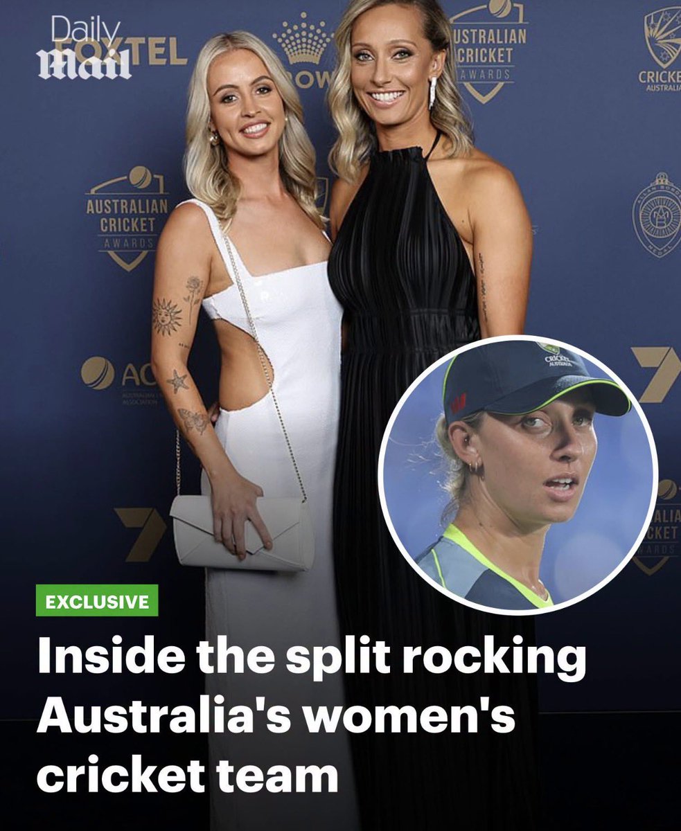 IncrediblyBozza's tweet photo. Inside the split rocking Australia’s women’s cricket team”
Meanwhile these two serving LOOKS at the awards like the only split is in their outfits 😂⚡
Cricket drama or runway battle? I’m here for the glam, not the scores 🏏💅

#AussieCricket https://t.co/24EvcEJAMr