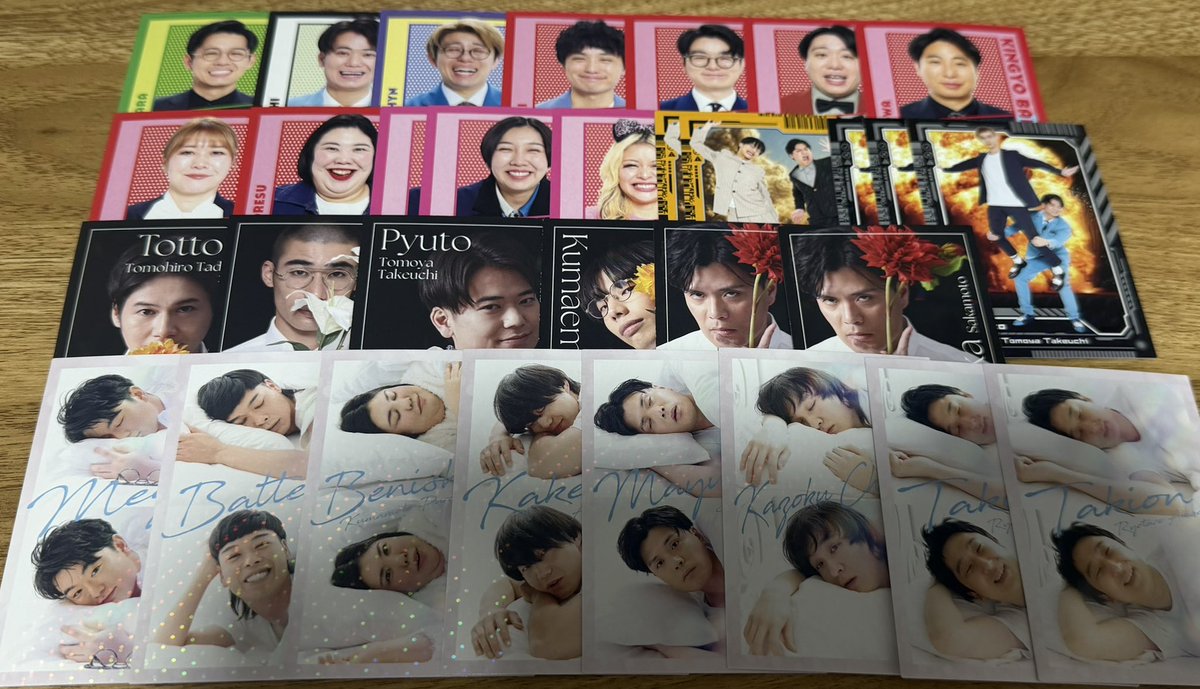 9rkam's tweet photo. FANY よしもとコレカ 5th 6th Edition 過去弾 交換

【譲】画像参照（1️⃣-3️⃣）

【求】ダブルヒガシ・cacaoなど（詳細4️⃣枚目）

同種交換優先です(* 'ᵕ' )☆
都内劇場手渡し優先🗼その他交換方法要相談📮
お気軽にリプライお待ちしております♩ https://t.co/3LnIV8PsEc