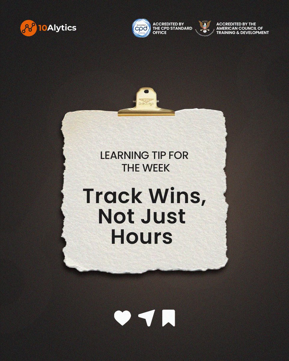 10Alytics's tweet photo. It’s easy to think progress is measured by how long you study. But in reality, what matters is what you can actually do after each learning session.

At 10Alytics, we believe real growth comes from practical, job-ready skills not just time spent watching videos. That’s why our programs are built around hands-on projects, mentorship, and real-world experience that prepare you for the workplace.

This week, celebrate every milestone, no matter how small. Those wins are what build your confidence and your career.

What’s one win you’re proud of this week? Share it in the comments.