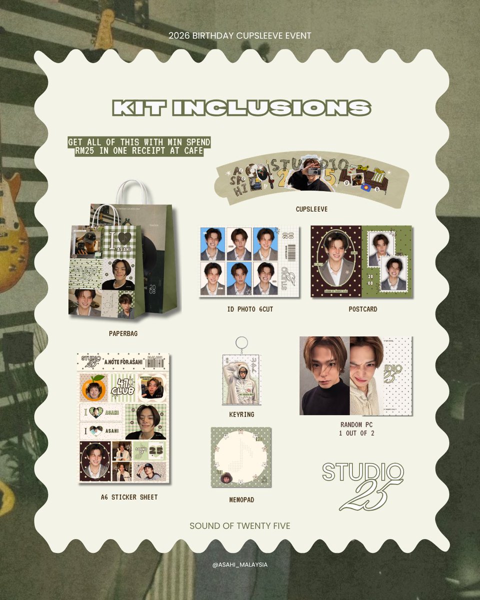 Asahi_Malaysia's tweet photo. A NOTE FOR ASAHI
STUDIO 25 ☆♪

our love packed into one kit (ෆ˙ᵕ˙ෆ)
get yours limited kit by donating !

#ANoteForAsahi #SoundOfTwentyFive 
#ASAHI #아사히 #アサヒ #朝光 
#TREASURE @treasuremembers https://t.co/hgrkx3Wkg5