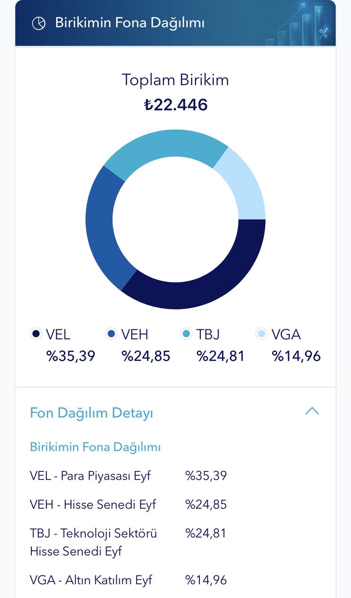 E_Engineer_'s tweet photo. Her ay sonunda yeni açılan #bes hesabımdaki gelişmeleri kendime not olarak paylaşacağım. 📚
Para piyasası fonundaki birikimi hisse fonlarına aktarım yapmayı planlıyorum.
🔹Fon Ağırlıkları
%35 #VEL Para Piyasası
%25 #VEH Hisse Senedi
%25 #TBJ Teknoloji
%15 #VGA Altın https://t.co/acgcFpf57p