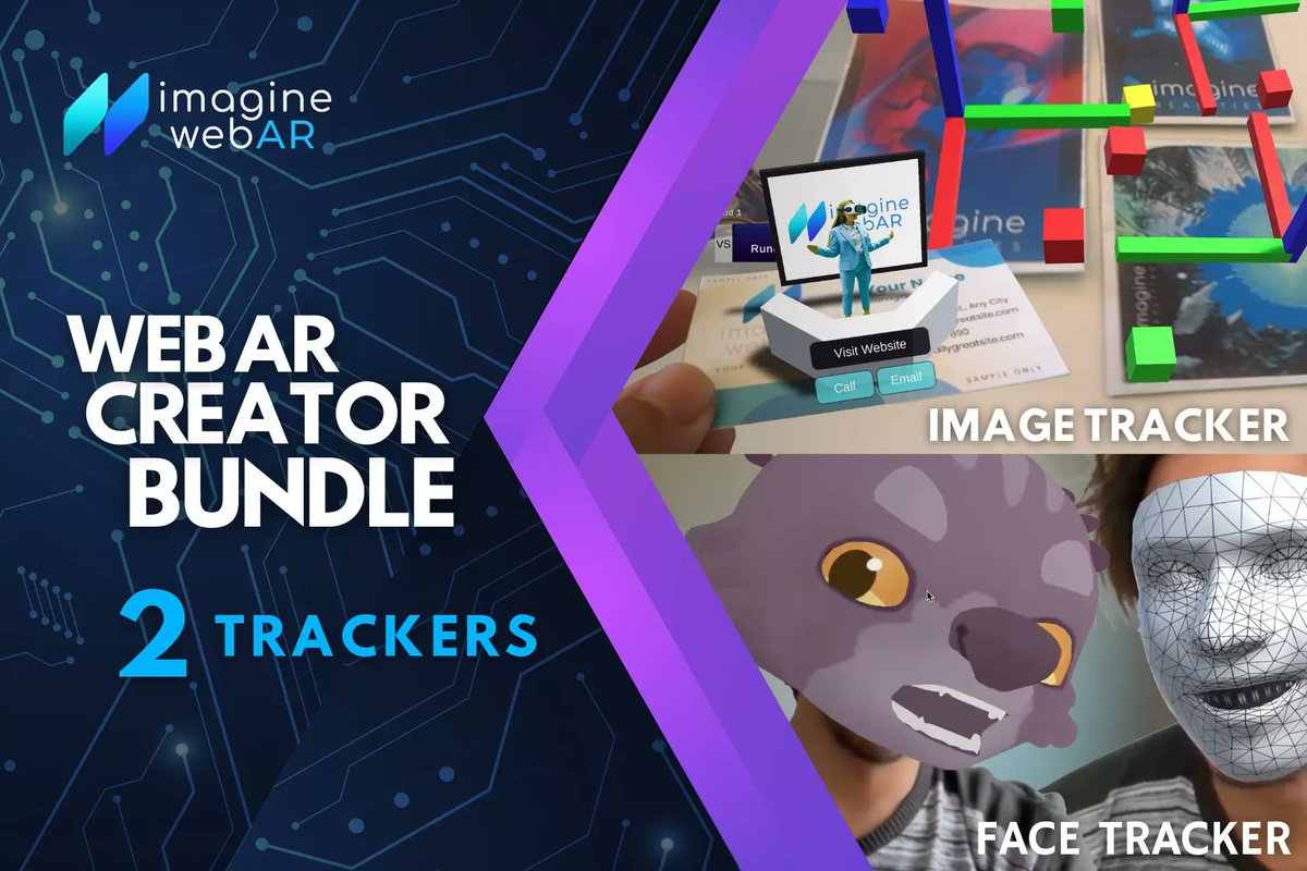 ImagineWebAR's tweet photo. ICMYI: If you already own #ImagineWebAR ImageTracker or FaceTracker, the other one is just $1.

Check out the WebAR Creator Bundle and save $224. 
 https://t.co/Iui7I5OjTD https://t.co/Yv6btQSRP8