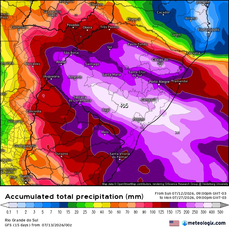 Igor__Roik's tweet photo. Atualização das 00UTC de hoje, com ECMWF mantendo alto volume de chuva no Rio Grande do Sul. 
GFS que até ontem era mais conservador, hoje já projeta muita chuva em grande área também .
Situação que merece monitoramento. https://t.co/KFpL1jrWYI