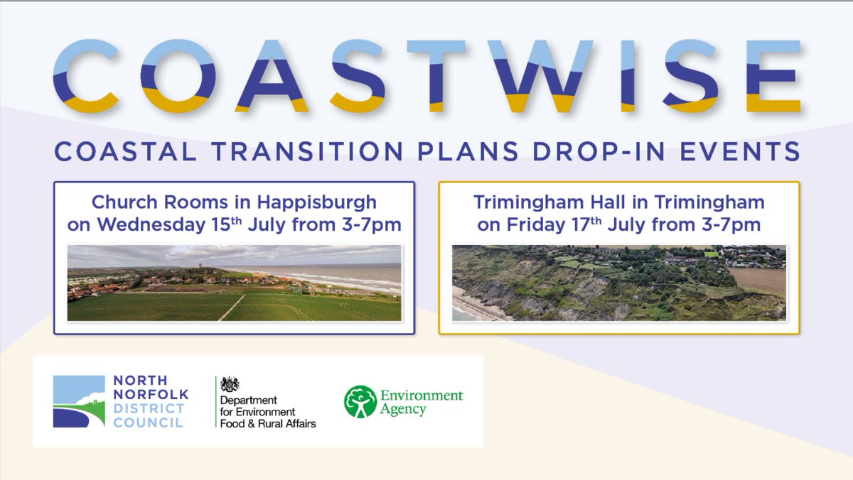 NorthNorfolkDC's tweet photo. HAPPISBURGH AND TRIMINGHAM: Coastwise are holding drop-in events this week to celebrate the co-creation of the first Coastal Transition Plans, developed by the communities in both Happisburgh and Trimingham. https://t.co/5rHSUt2s1M