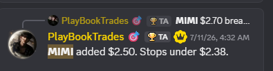 PlayBookTrades's tweet photo. Definitely a nice way to start the week with a 58% overnight trade on $MIMI. 

$2.50 -> $3.97 NHOD. 💰

For now, $4.15+ gives us another push for next leg if not we'll need to wait for setups off dips. 💸

Let's see how the rest of the week goes! https://t.co/d47RtgzS9l