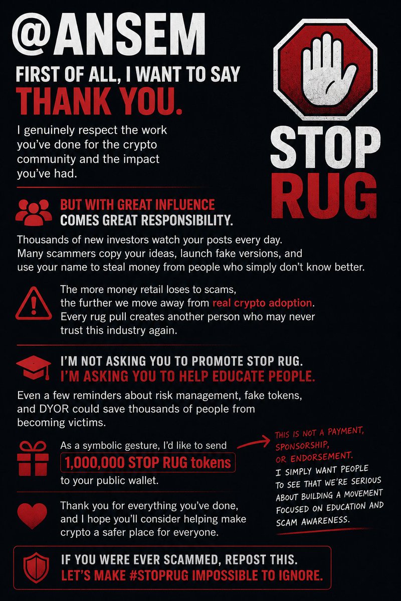 STOPRUG_'s tweet photo. @blknoiz06
π‘οΈ If you were ever scammed, repost this. Let's make #StopRug impossible to ignore. https://t.co/ppgjmWPLrb