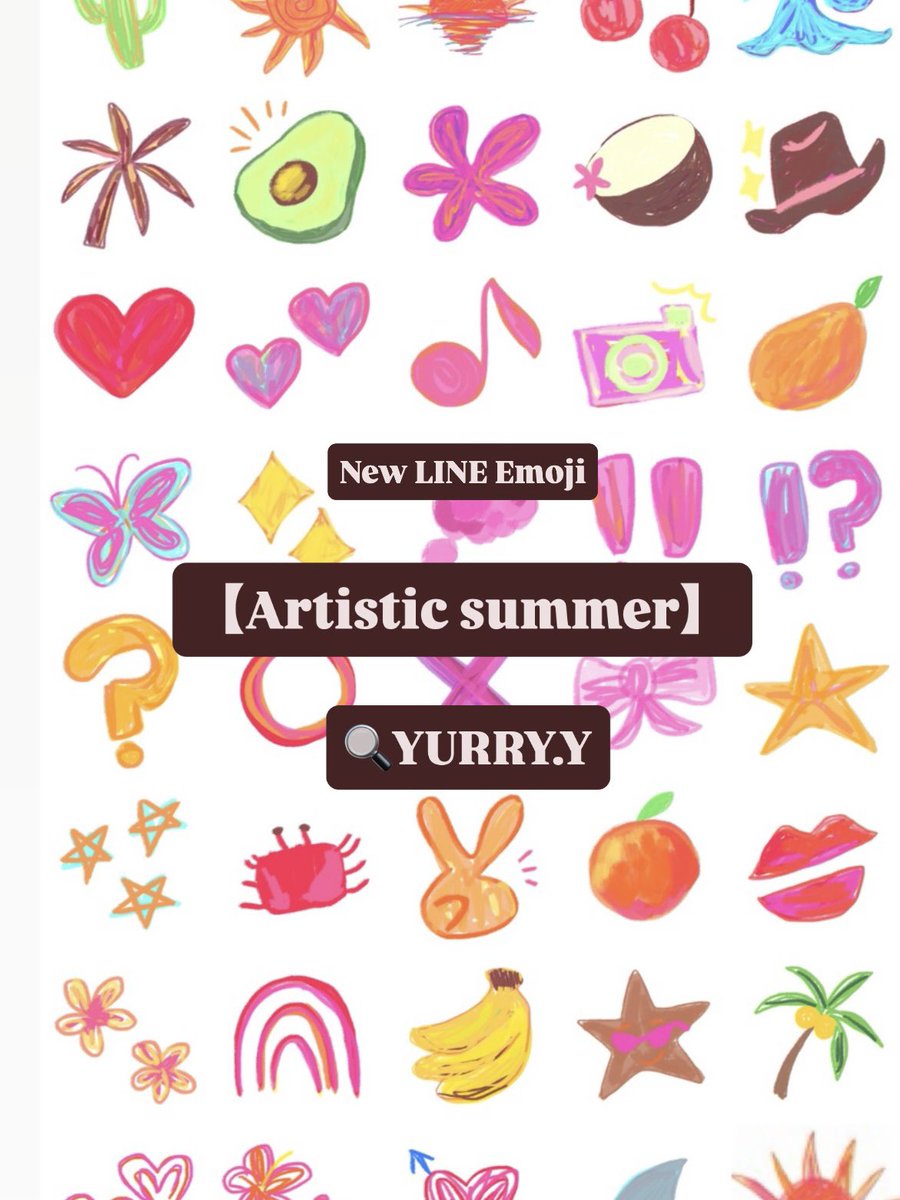 Creator_YURRY's tweet photo. [アートな夏]
新作LINE絵文字です！
使ってね〜🫶✨💕
#line絵文字　#ライン絵文字　#lineemoji
https://t.co/ylQXAtk3x3 https://t.co/ZNPzQj8RN6