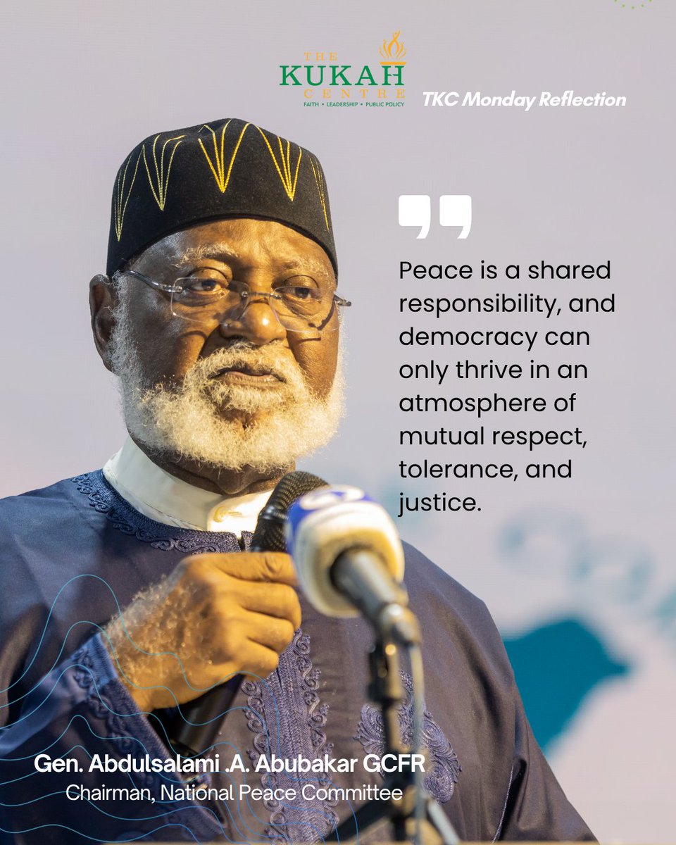 KukahCentre's tweet photo. Peace isn't the responsibility of a few, it is the duty of us all. When respect, tolerance, and justice guide our actions, democracy becomes stronger for everyone.

#MondayReflection #TKC4Peace #Democracy #SharedResponsibility #TheKukahCentre https://t.co/Oy1G0m3Mbr