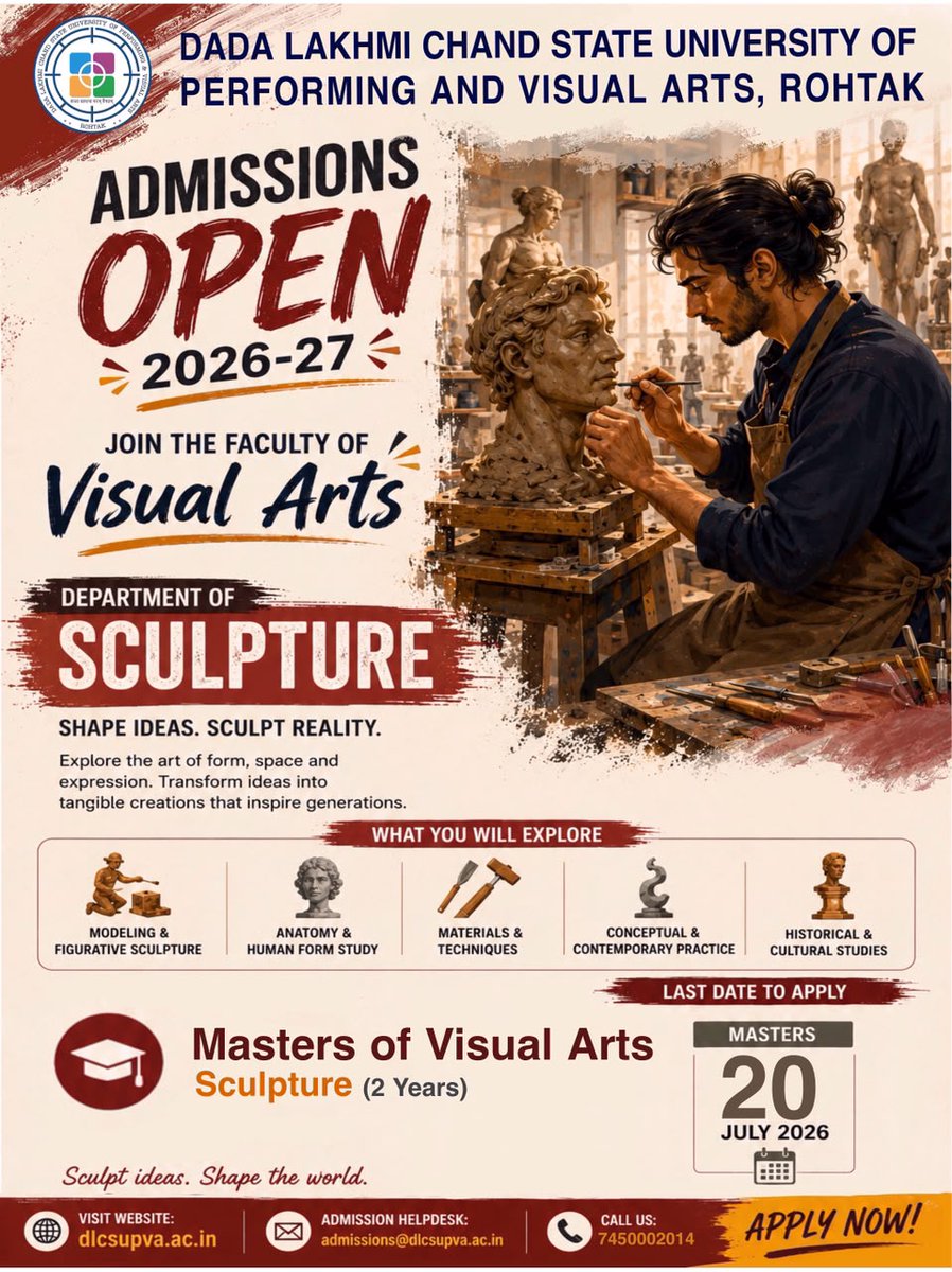 DLCSUPVARohtak's tweet photo. #DLCSUPVA #Admissions2026 #AdmissionsOpen #PGAdmissions #DiplomaCourses #CertificateCourses #CreativeCareers #Design #VisualArts #Planning #Architecture #Rohtak #HigherEducation https://t.co/HX8bqkgNtQ