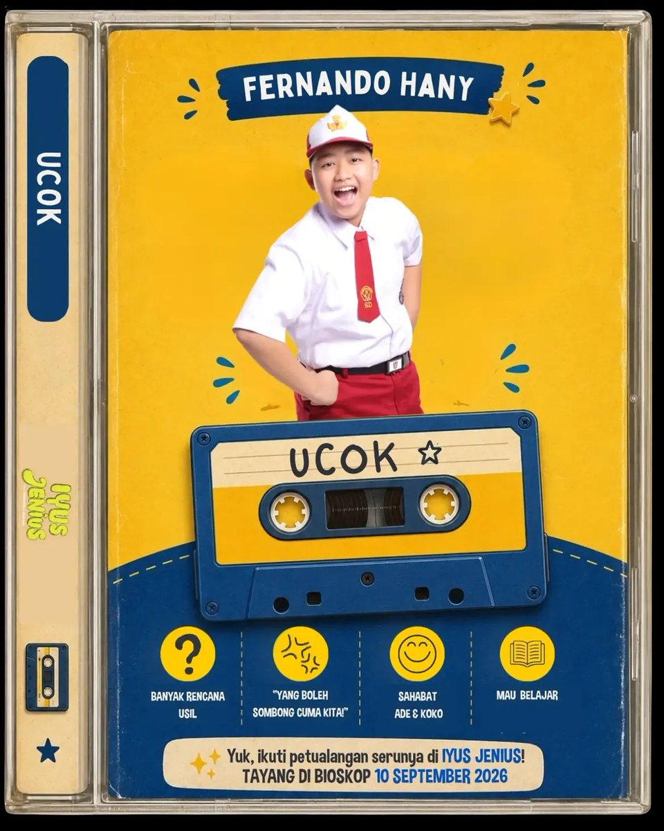 CreatorMediaID's tweet photo. Yuk kenalan sama Fernando! berperan sebagai Ucok, sahabat Ade dan Koko yang selalu punya banyak rencana usil. Ucok pernah bilang ke Iyus, “Di sini yang boleh sombong itu cuma kita”. Tapi, jangan buru-buru benci Ucok ya. IYUS JENIUS. 🎬Tayang 10 September di bioskop! #iyusjenius https://t.co/LWJ02urfAu