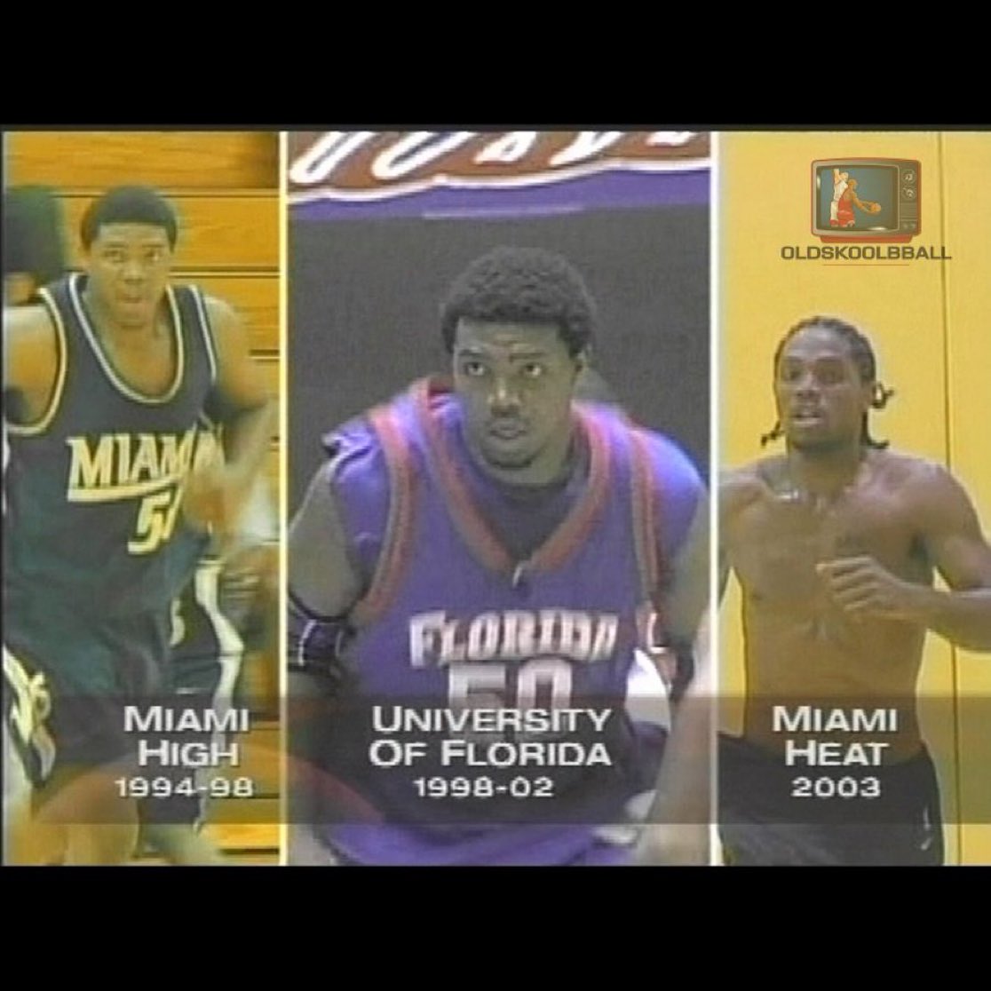 oldskoolbballx's tweet photo. Udonis Haslem in high school, college and rookie year with the Miami Heat. https://t.co/ftxtPxKg17