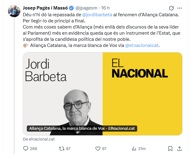 BarceloMar9555's tweet photo. Els mateixos que s'alineen amb la selecció espanyola i posen pantalles gegants per poder animar a la seva selecció nacional, acusen a Aliança Catalana de ser un instrument espanyol.
Algun especialista en casos difícils de paranoia a la sala? https://t.co/q1HECTPJBB