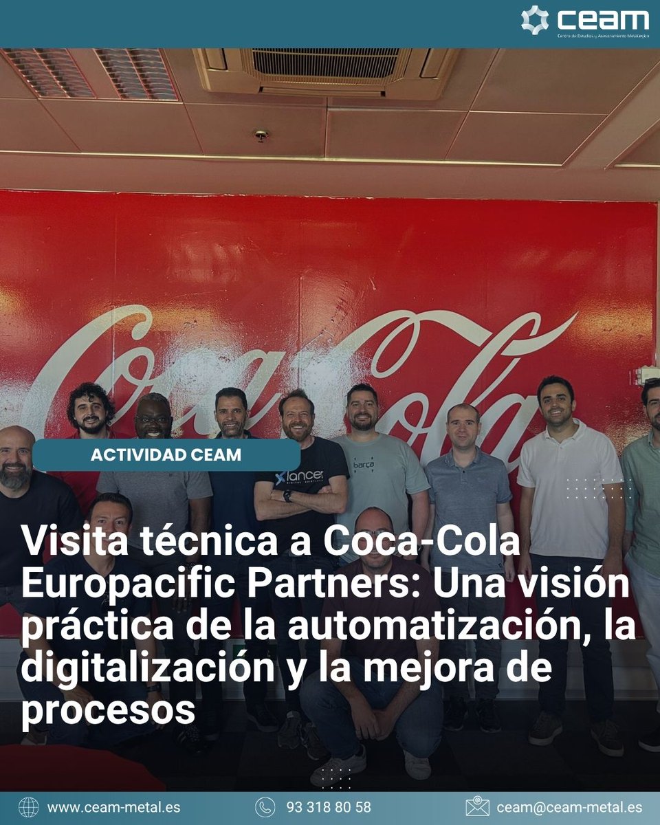 CEAMmetal's tweet photo. 🏭 Nuestros alumnos del Máster DOPI y del Postgrado en Productividad Industrial y Tecnologías 4.0 han visitado la planta de Coca-Cola Europacific Partners para conocer la aplicación real de la automatización.

🔗 https://t.co/L8fx3E7ckR

#CEAM #Industria40 #SectorMetal https://t.co/oz4Ig6YUCP
