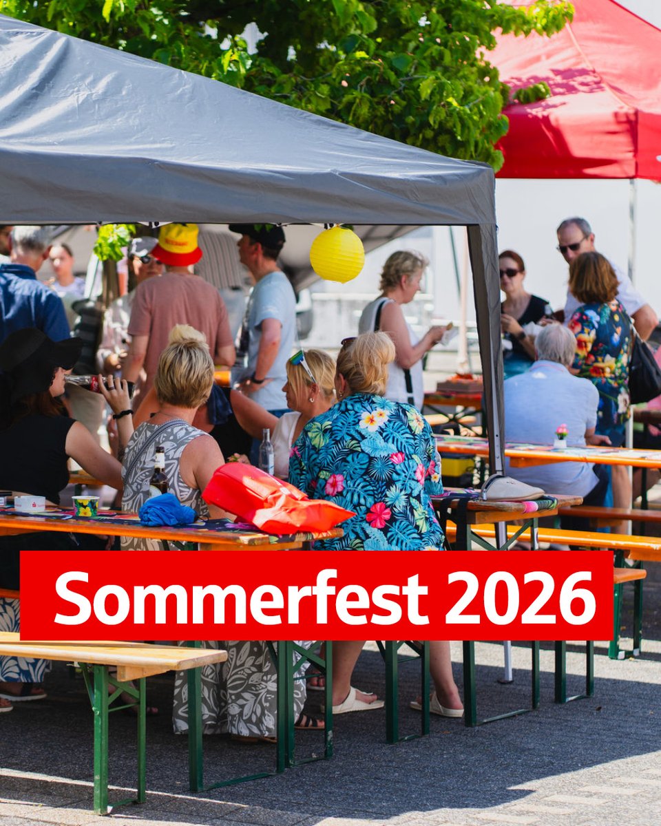 spkmk's tweet photo. Eindrücke von unserem Sommerfest 2026. ⛱️🍹
Thema: Beach Party. Mit leckerem Essen, kühlen Getränken und passender Sommer-Hitze. ☀️ https://t.co/D8TRURXcMg