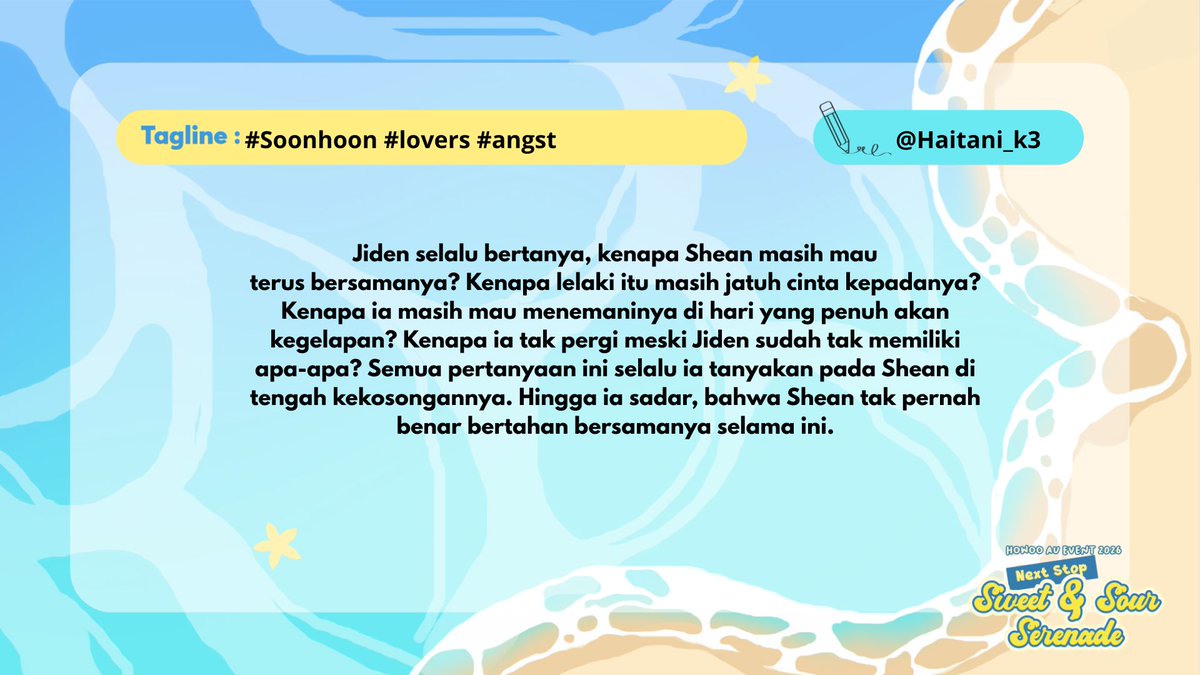 howoomatee's tweet photo. Entry 13
Howoo Alternative Universe 2026 "Sweet &amp; Sour Serenade" 🍋

Prompt by @Haitani_k3 
Let's follow along Howoodan! ❤️🖤

#SWEETNSOURSERENADE #HOWOOFEST2026 #SOONHOONAU https://t.co/tuRevc9fvF