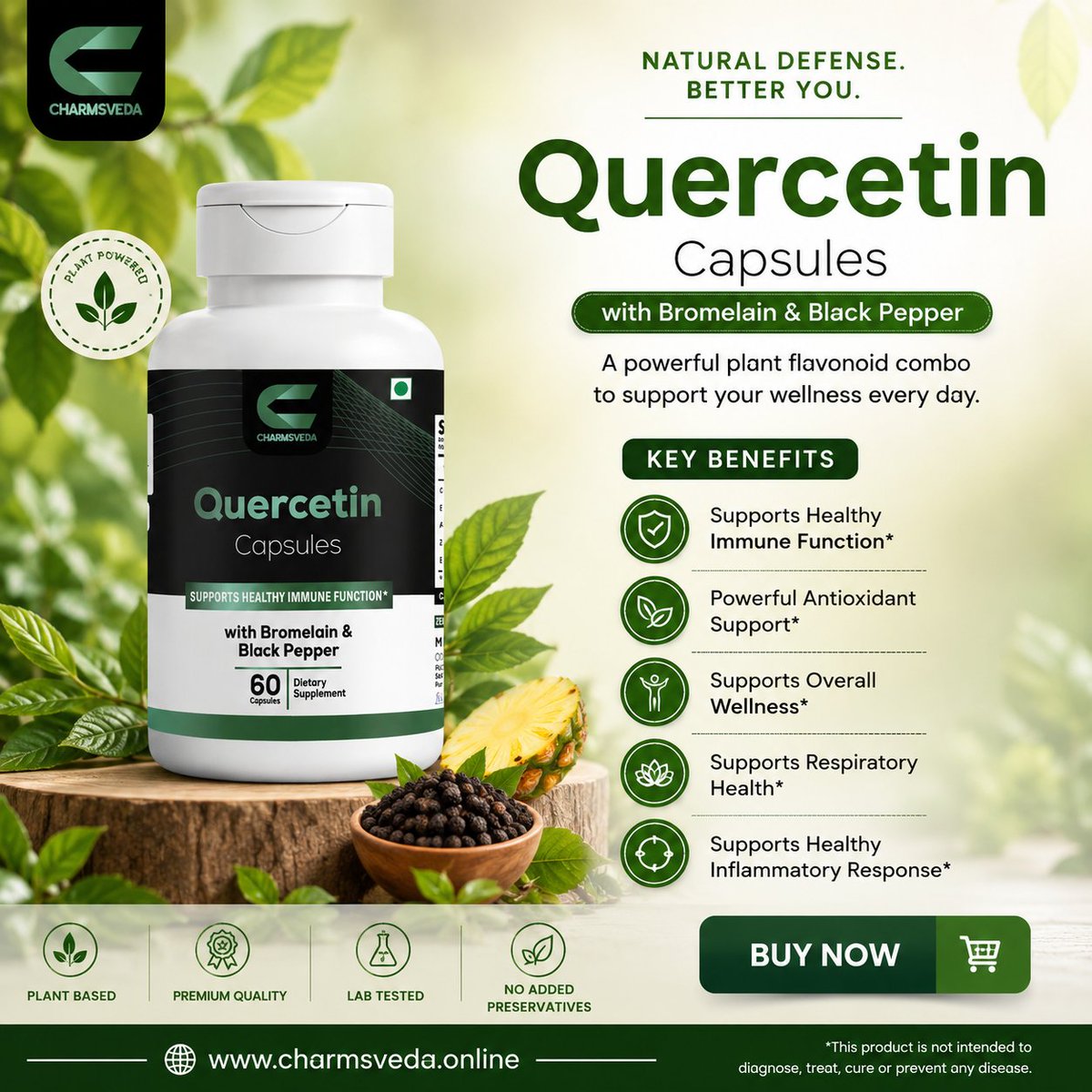 Charmsveda's tweet photo. 🌿 Support your daily wellness with CharmsVeda Quercetin Capsules.

✅ With Bromelain &amp; Black Pepper
💚 Supports Healthy Immune Function*
🛒 Shop Now: https://t.co/5NEeNPR9To

#CharmsVeda #Quercetin #ImmuneSupport #Wellness https://t.co/eqMNF008yq
