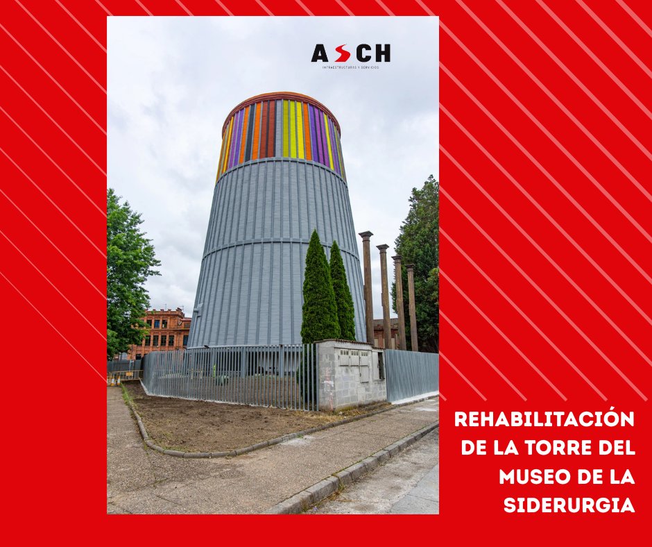 ASCHIyS's tweet photo. La antigua torre refrigerante del @MUSIasturias de Asturias vuelve a mirar al futuro.
En ASCH hemos rehabilitado más de 9.200 m² de la estructura de La Felguera, uno de los grandes símbolos del patrimonio industrial asturiano. Un proyecto para el Ayuntamiento de Langreo.
#ASCH https://t.co/3xVnxgVQ7o
