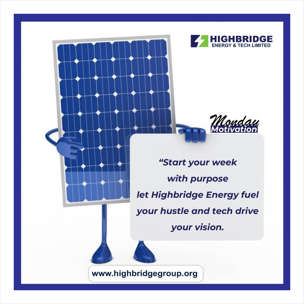 _HBEnergy_'s tweet photo. Your week is only as powerful as the purpose behind it.

Start with purpose. Stay consistent. Let Highbridge Energy &amp; Tech power your journey with innovative energy solutions.

#MondayMotivation #HighbridgeEnergy #SolarEnergy #Innovation #CleanEnergy https://t.co/X2c9jMzX95