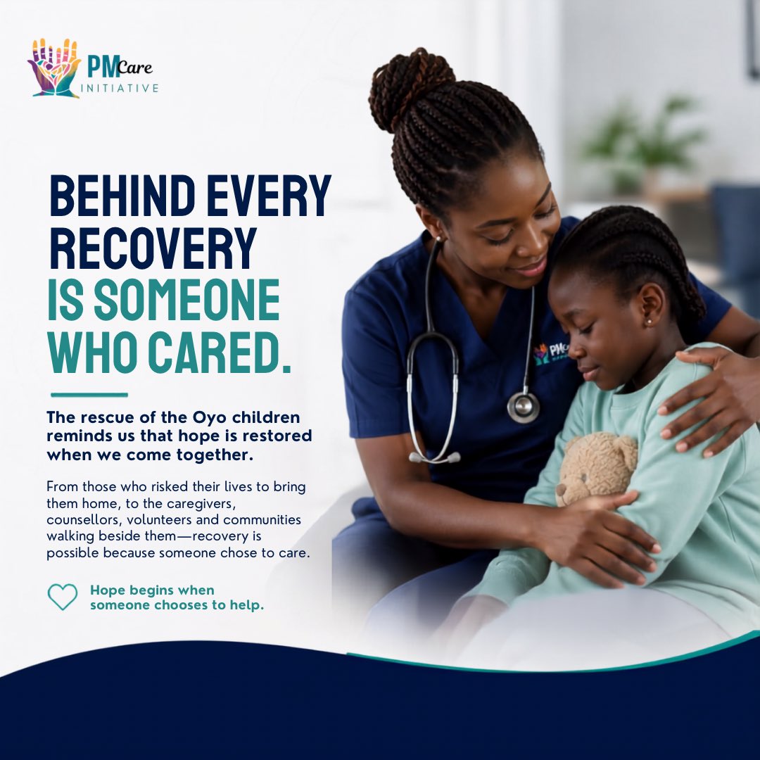 pmcareinitiativ's tweet photo. Behind every recovery is someone who cared. 💚

The rescue of the Oyo children reminds us that healing doesn’t end at rescue, it continues through compassion, care and community.
Together, we can help restore hope, one life at a time. 🤝

#PMCareInitiative #HopeHealingEmpowerment https://t.co/5p7x0oxoiL