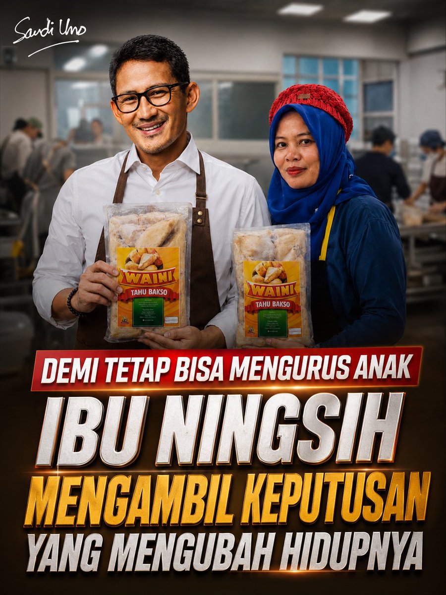 sandiuno's tweet photo. Kisah Ibu Ningsih membuktikan bahwa dengan kemauan belajar, pendampingan yang tepat seperti dari kami, Yayasan Indonesia Setara, usaha kecil dan menengah bisa naik kelas dan membuka lebih banyak peluang ekonomi.

Usaha Tahu Baso Waini yang dirintis Ibu Ningsih sekarang berkembang dengan omzet mencapai Rp16 juta per minggu. Mau usaha kamu didampingi seperti Ibu Ningsih, yuk daftar di Yayasan Indonesia Setara sekarang!