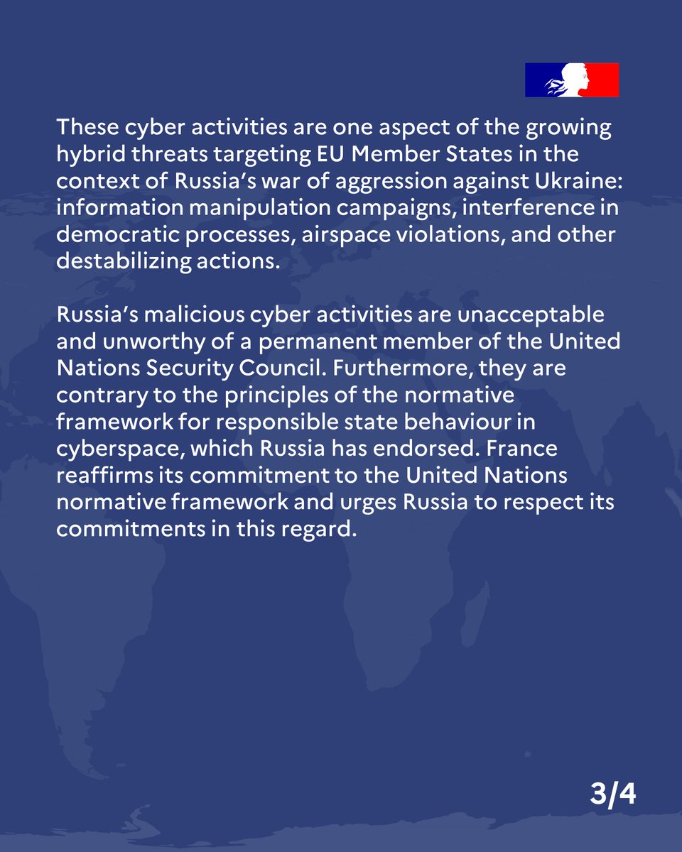 francediplo_EN's tweet photo. #Russia | Attribution to Russia of malicious cyber activities targeting France for espionage purposes https://t.co/0R04ABsKKW