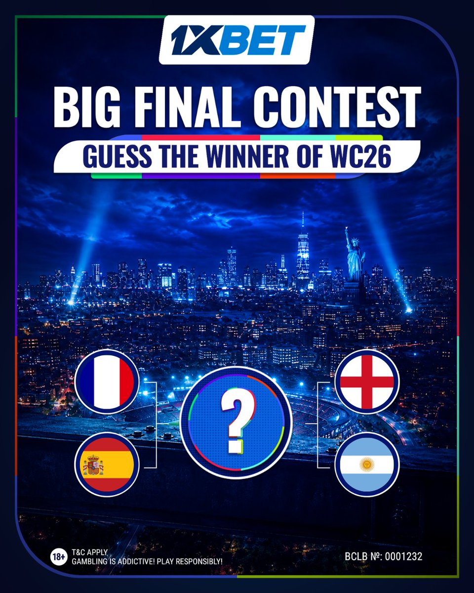 1xbetkenya_'s tweet photo. 🏆 BIG FINAL CONTEST

Guess the WC26 champion and win a promo code worth 3 230 KES! ⚽

✅ Follow us
✅ Comment your prediction + 1xBet Player ID

⏰ Entries close at kick-off.

Join the contest on our other socials to increase your chances! https://t.co/zoeEQ3hplY