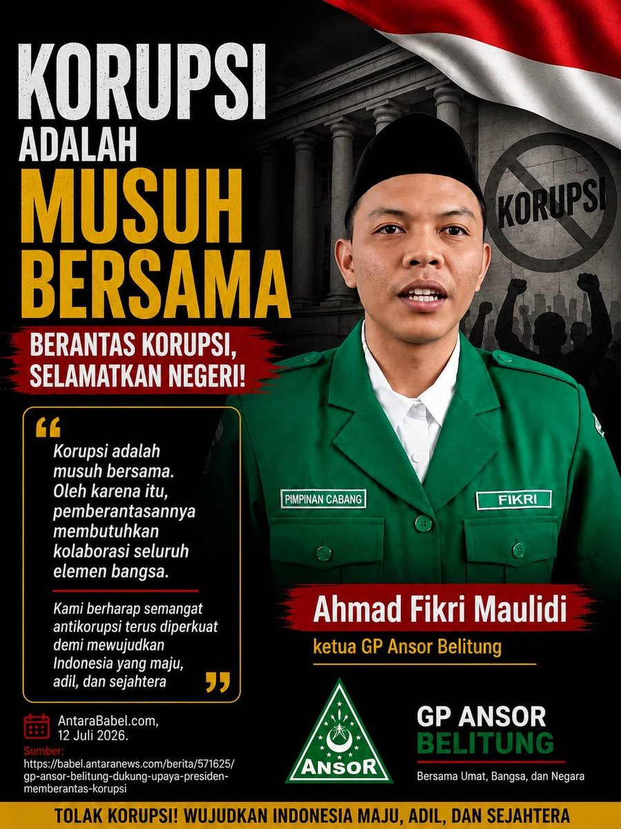joannana46's tweet photo. Korupsi memang musuh kita bersama maka itu kita harus dukung pemberantasan korupsi

#PresidenLawanKoruptor
Tak Pandang Bulu https://t.co/tN23oX6Jle