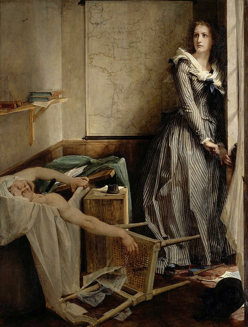 elmargoulino971's tweet photo. En ce  13 juillet 1793, hommage à la courageuse jeune femme sensible Charlotte Corday qui a éliminé ce buveur de sang des français ignoble qu'était l'infâme Marat, un proto gauchiste fanatique qui appelait au meurtre d'innocents dans son torche cul de journal. https://t.co/u6t7xuFytS