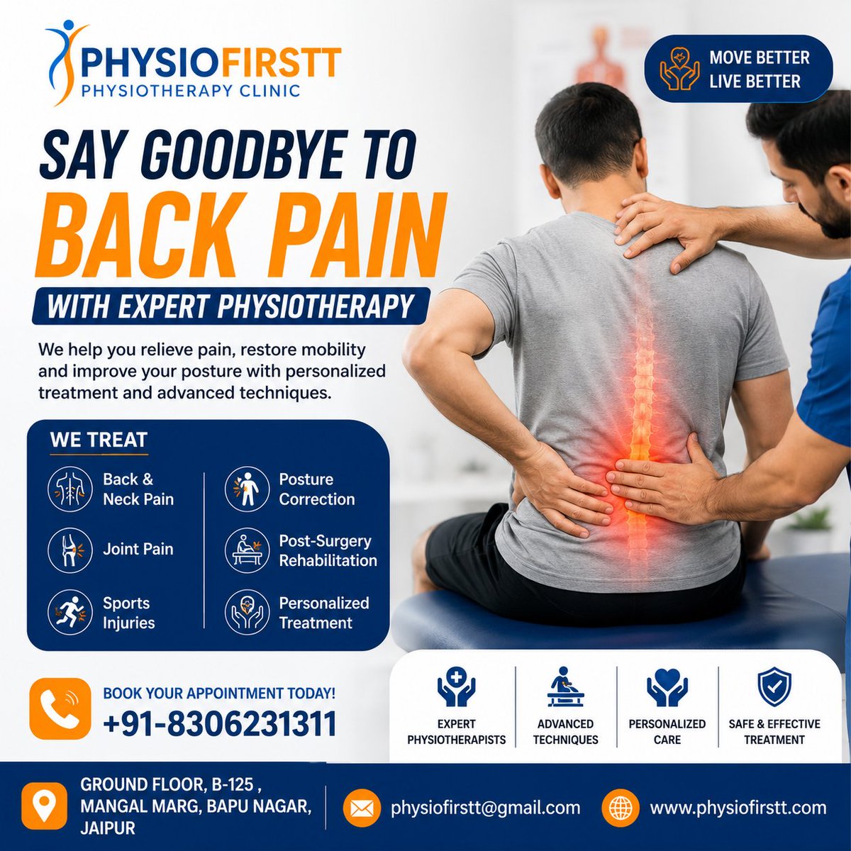 physiofirstt's tweet photo. Say Goodbye to Back Pain with Expert Physiotherapy!
Back pain doesn't have to limit your life. At Physio Firstt, we provide personalized physiotherapy treatments that target the root cause of pain, improve mobility, strengthen muscles, and help you recover faster. https://t.co/ALe1s7kBWl