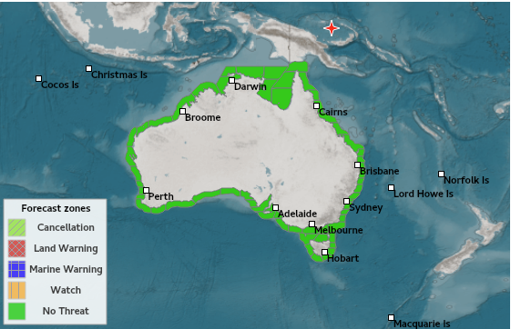 BOM_au's tweet photo. No #tsunami threat to Australia from magnitude 6.4 #earthquake near BISMARCK SEA. Latest advice at https://t.co/i5DML5Dtsj. https://t.co/t5JUZ4uEYY