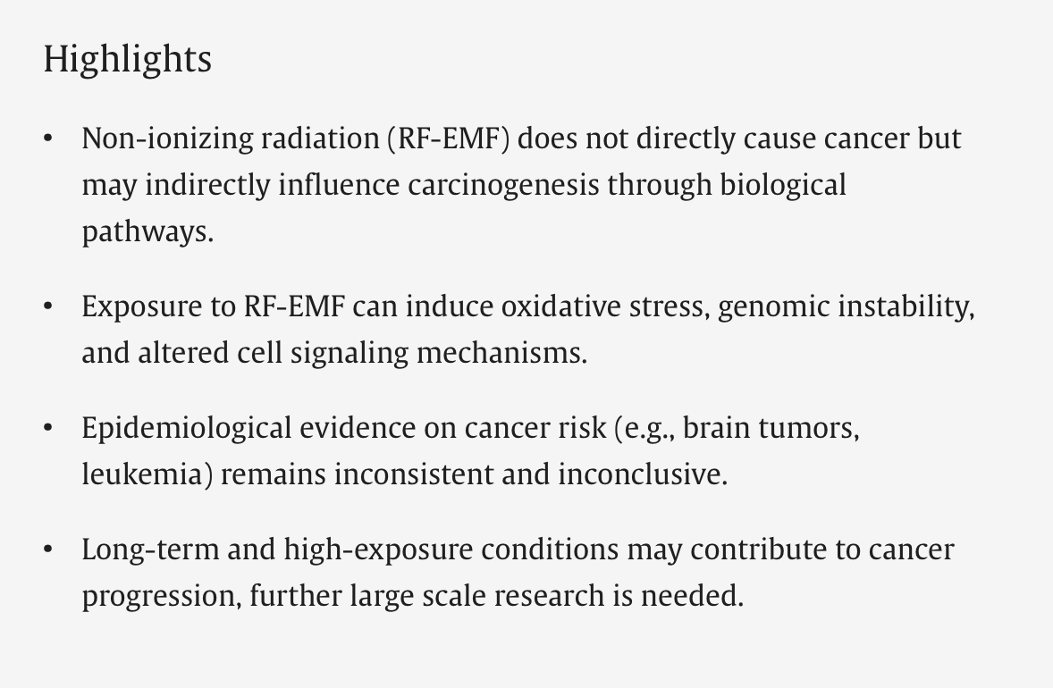 GillRaeWalker's tweet photo. People say non-ionising radiation (from smartphones etc.) is harmless.
Wrong!
It causes oxidative stress, genomic instabiliby and altered cell signaling mechanisms. This can lead to cancer, especially if exposure is high and long-term.
Wireless signals disrupt your internal cell signals.
https://t.co/vzJ4aUqmo4 New study.