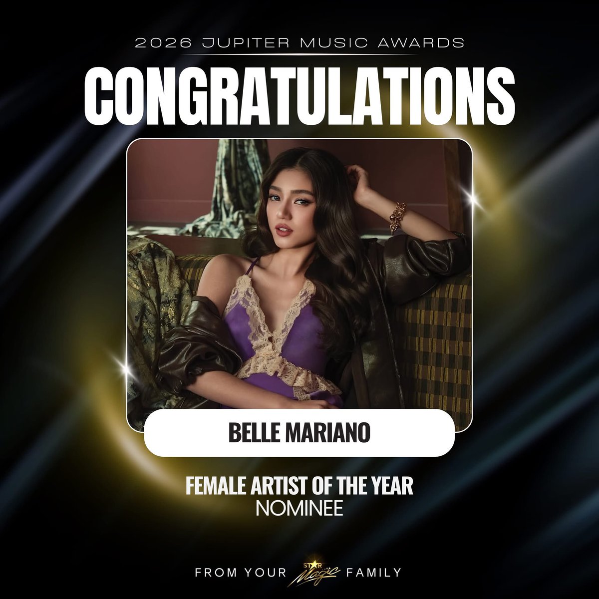 donatotchilaxaa's tweet photo. #BelleMariano is one of the nominees for 2026 jupiter music awards 

- Most influential southeast asian artist (female)
-Female artist of the year 

Congrats on the nominations @bellemariano02 🙌🏻 

Photos from Star Magic fb posts https://t.co/Hlcf6fIIgF