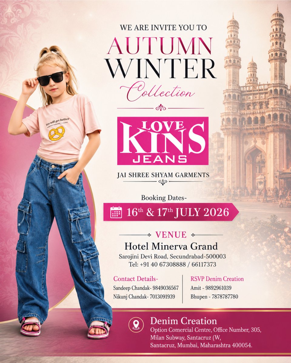 lovekinsjeans's tweet photo. ๐ Get your little trendsetters ready with the latest Love Kins Jeans Autumn Winter Collection 2026!
Join us on 16th & 17th July
We look forward to welcoming you!
#LoveKinsJeans #AutumnWinter2026 #KidsFashion #KidsWear #DenimFashion #FashionCollection #WinterCollection https://t.co/uXwf4Vmpkv