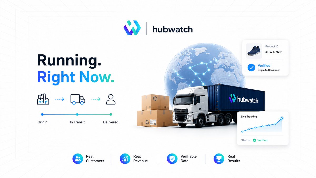 unova_io's tweet photo. Hubwatch isn't a prototype. It isn't coming next quarter. It's running right now.

Supply chain organisations are using it today to trace products from origin to consumer. They're getting verifiable data instantly instead of chasing spreadsheets for weeks. Real customers. Real revenue. Real results
