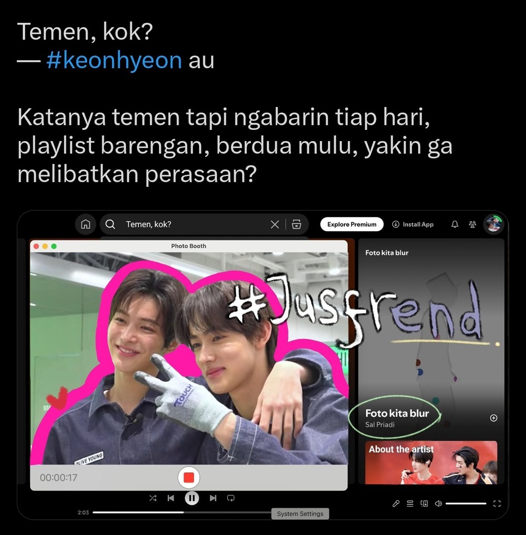 keonhyeonfess's tweet photo. khau! awalnya sih deket karena 1 kls matkul, makin deket lagi karena kh ada maunya ke sh... eh kok makin attached? bukannya kh punya pacar ya? gtau deh.. klo bs ngedeskripsiin 1 kt buat hubungan mrk yaa complicated.. yuk ikutan ke denial an mrk berdua

YG TERTARIK DROP UR @ YH🫰 https://t.co/edM95AtsH9