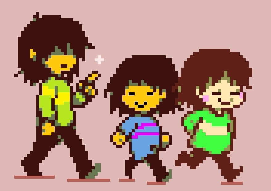 axsolixs's tweet photo. Had this thought for a while.
What if in Deltarune humans are naturally yellow and it’s like a default colour 
And Chara is pale bc they’re like dead and sick https://t.co/OOqyeD8ndT
