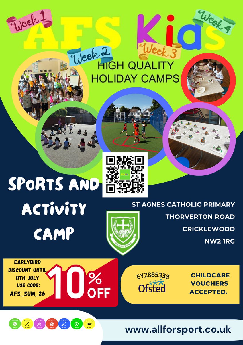 AFSCamps's tweet photo. @AFSCamps Starts in a Week’s Time!!!Avoid Disappointment and BOOK for World Cup Week!! ⚽️🎉🎨🏅 https://t.co/4ZJ01znhX1
