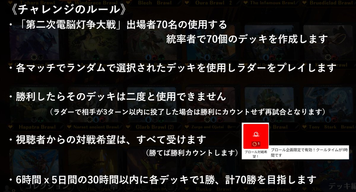 Artificer_yui's tweet photo. https://t.co/K2RiU1EKZF

電脳灯争大戦成功祈願
ブロール70勝チャレンジ

配信開始、まもなくオープニング、19時よりチャレンジスタートです https://t.co/Za8yjYVDX4
