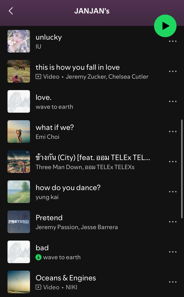 wawaawaaa_'s tweet photo. [JANHAE ’s playlist ] 🎵🎧 - #janhae 

เห็น แจน ชอบแชร์เพลงให้แฟนคลับใน ig  broadcast channel ก็เล่นลองเอามารวมดูไว้คั๊บ เผื่อใครอยากไปตาม 🫡 

Link: https://t.co/IFkFMk7x8q https://t.co/dZ557o6rmN