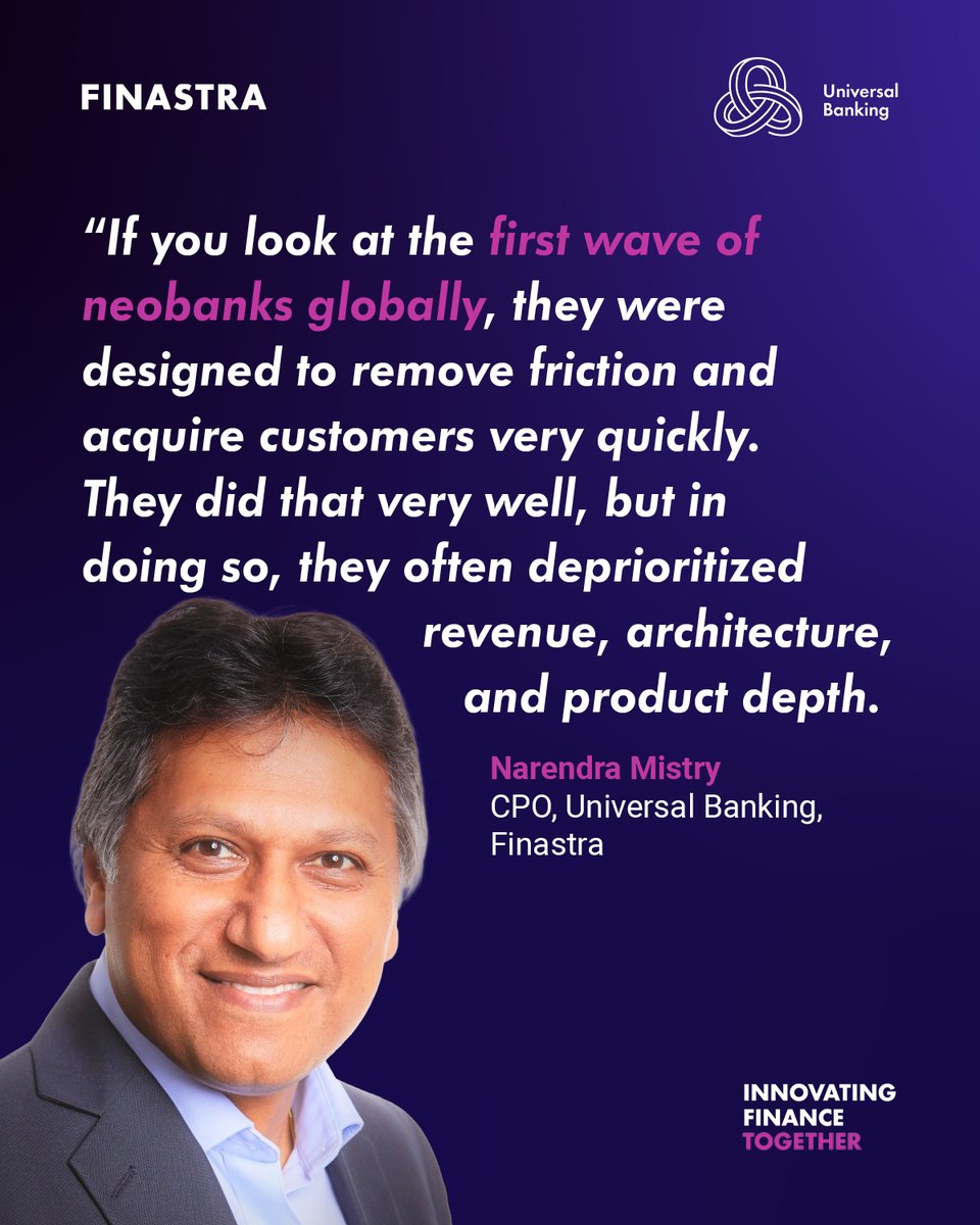 FinastraFS's tweet photo. 🏦 Neobanks have reached 1 billion customers. Now the focus is profitability. ​
​
👉 In this article from Asian Banking &amp; Finance, Narendra Mistry explores why lending is key to unlocking the next stage of growth:  https://t.co/AfzRtylfH2 https://t.co/xm1BQBkPNE